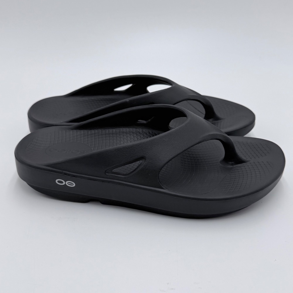 Oofos OOriginal Recovery Sandals Black Thong Flip Flops Womens 8 Mens 6 EU 39